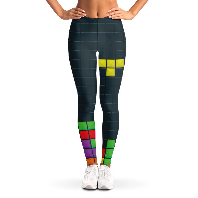Colorful Block Puzzle Video Game Print Women's Leggings Cozy Warmth Leggings