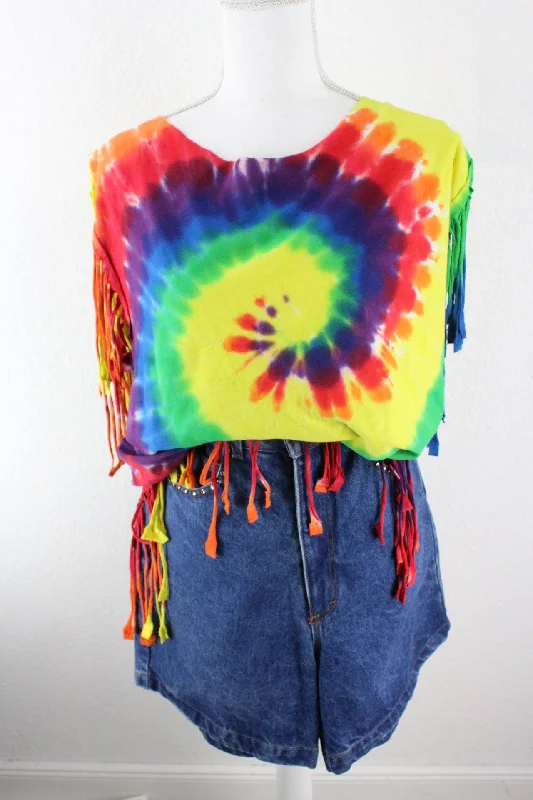 Vintage Colorful Batik T-Shirt (L) Elasticated Padded Insulated