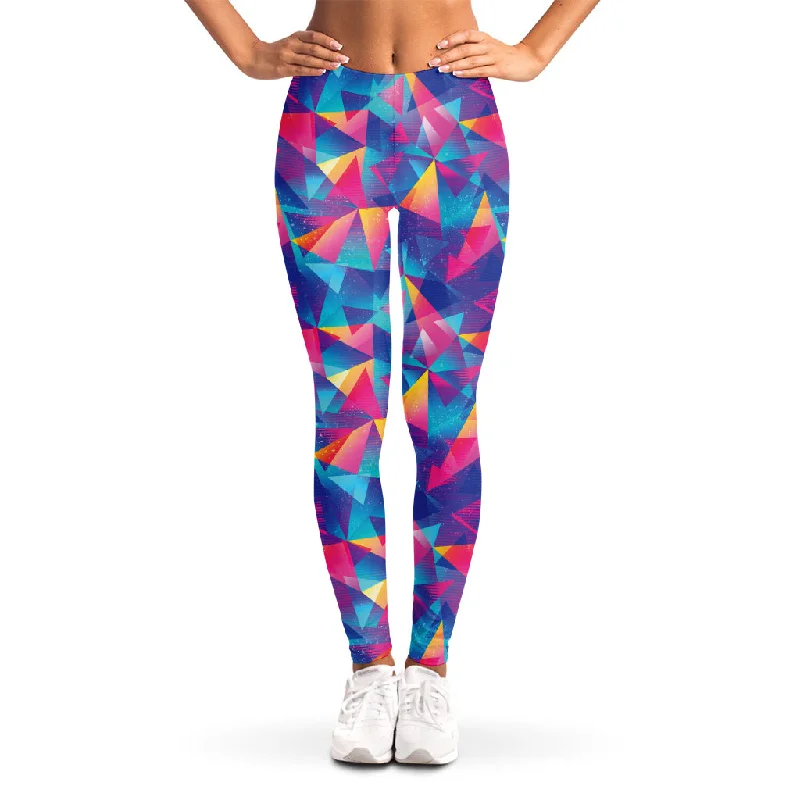 Colorful Geometric Mosaic Print Women's Leggings Elegant Printed Leggings with Pockets