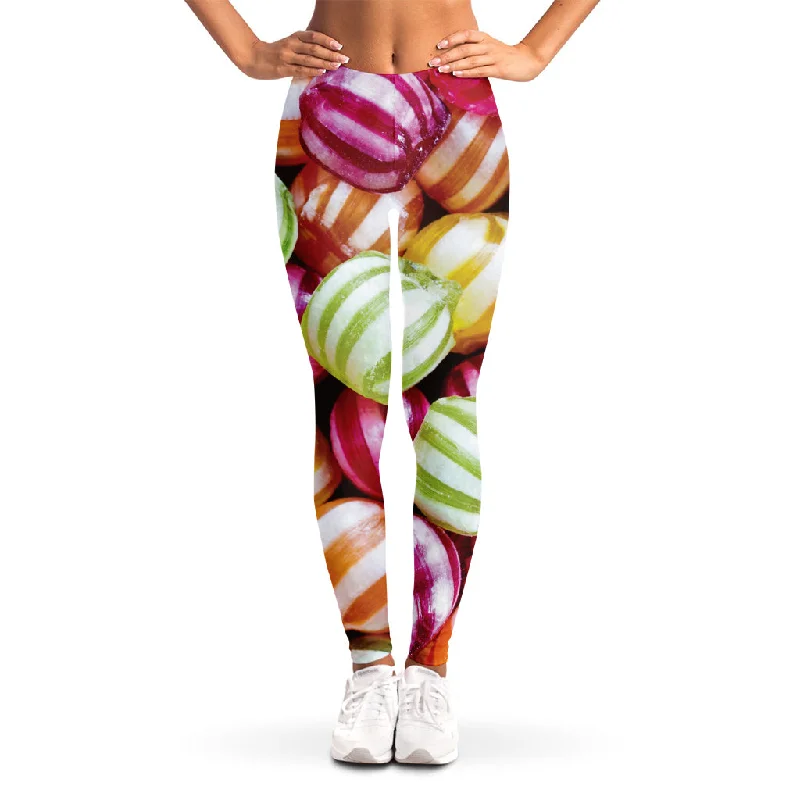 Colorful Candy Ball Print Women's Leggings Comfortable Capri-Length Leggings