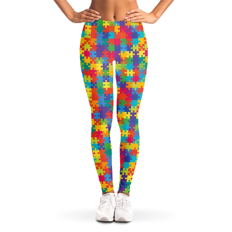 Colorful Autism Awareness Jigsaw Print Women's Leggings Stylish Winter-Ready Leggings Colorful Autism Awareness Jigsaw Print Women's Leggings Stylish Winter-Ready Leggings