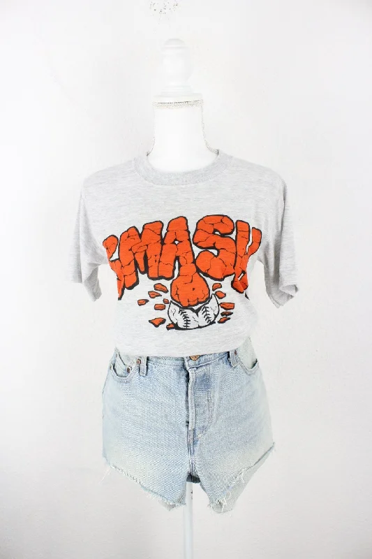 Vintage Grey Smash T-Shirt (M) Chenille Fabric Brocade Fabric Lace Fabric