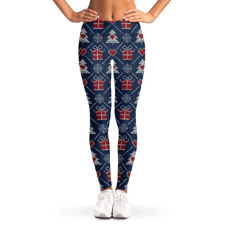 Christmas Gift Knitted Pattern Print Women's Leggings Trendy Sweat-Wicking Workout Leggings