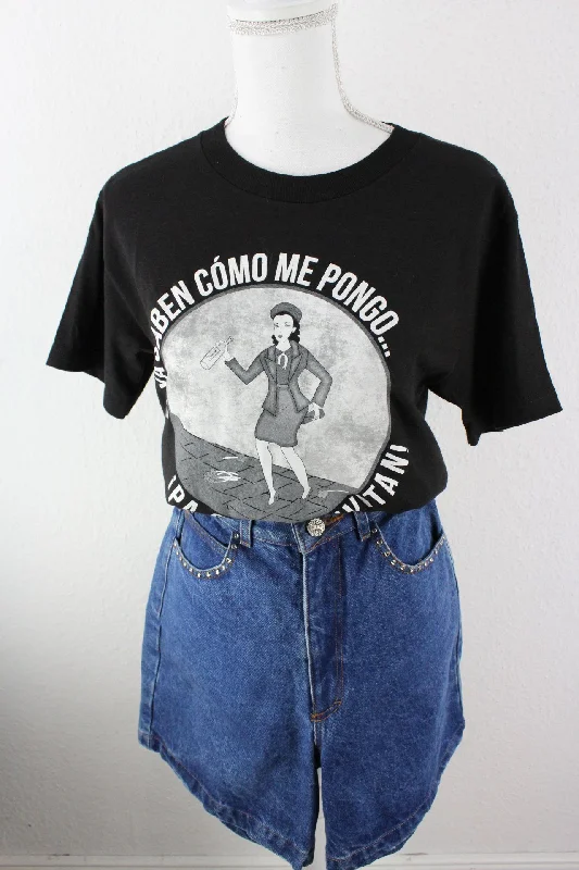 Vintage Grey Women T-Shirt (S) Thin T-Shirt Open Front Quick Dry