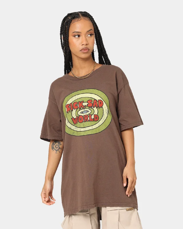 American Thrift X Daria Sick Sad World T-Shirt Brown Silk Blend Satin Velvet