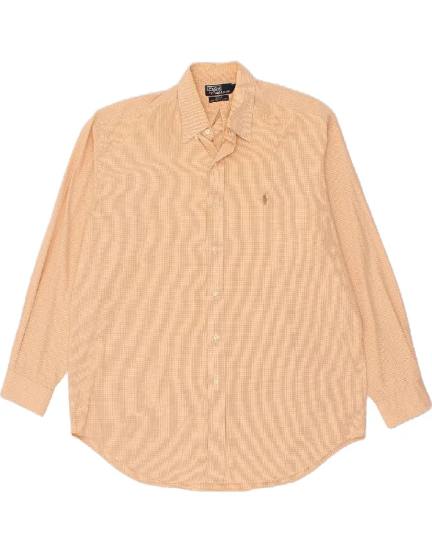 POLO RALPH LAUREN Mens Blake Shirt Large Beige Check Cotton Machine Wash Dry Clean Hand Wash