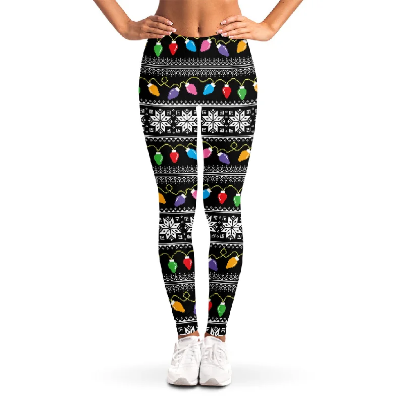 Christmas Tree Lights Print Women's Leggings Fashionable Printed Leggings