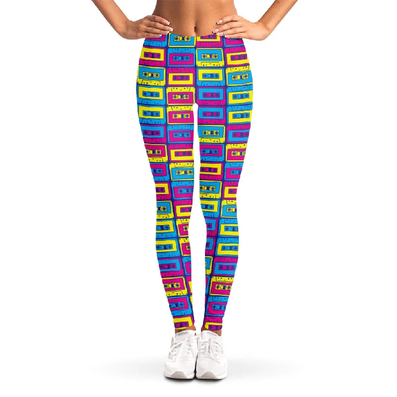 Colorful Cassette Tape Print Women's Leggings Comfortable Lounge Leggings