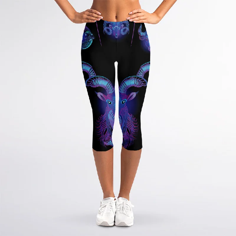 Capricorn And Astrological Signs Print Women's Capri Leggings Elegant Casual Fit Leggings Capricorn And Astrological Signs Print Women's Capri Leggings Elegant Casual Fit Leggings