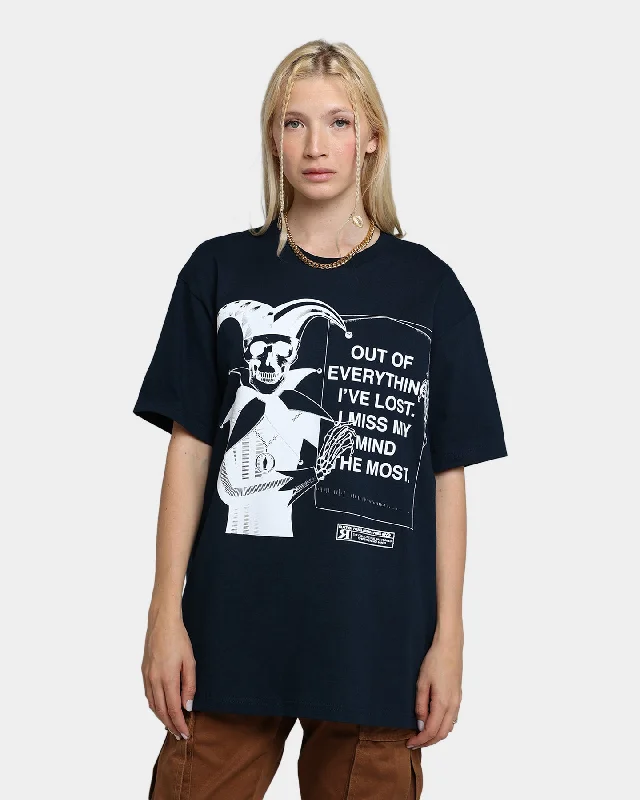 Rats Get Fat Miss My Mind T-Shirt Navy Thin T-Shirt Open Front Quick Dry