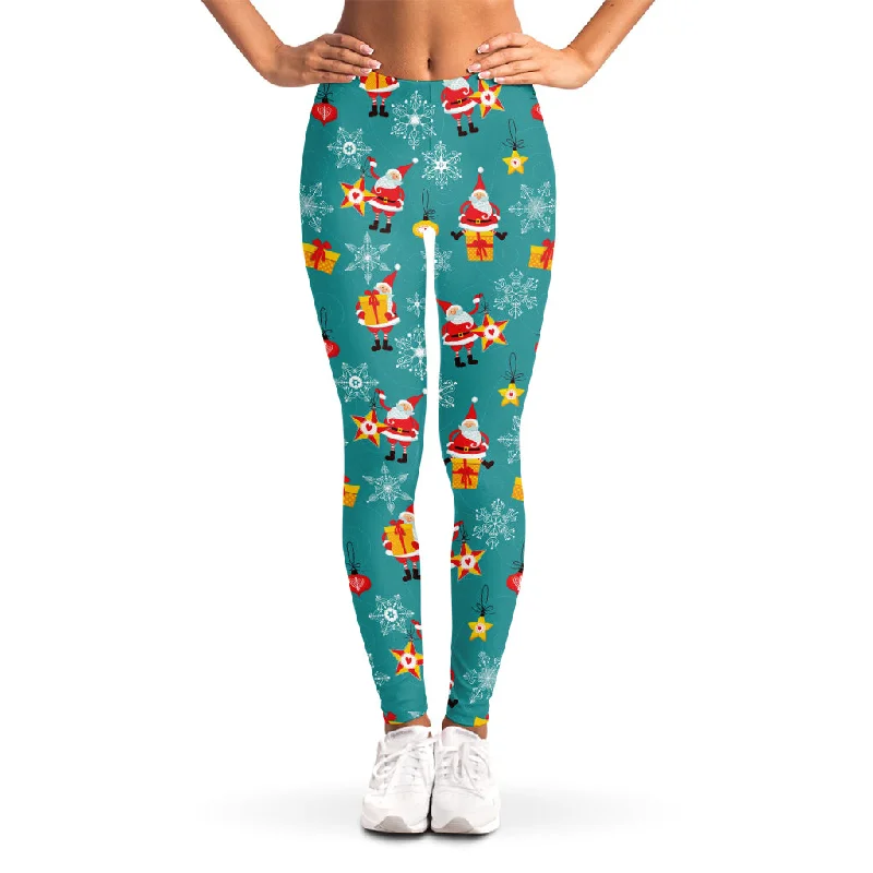 Christmas Santa Gift Pattern Print Women's Leggings Chic Velvet Soft Leggings