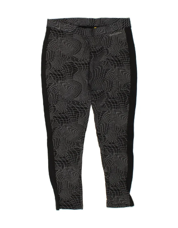 DIADORA Womens Abstract Pattern Leggings UK 14 Large Black Cotton Comfortable Cold Weather Leggings DIADORA Womens Abstract Pattern Leggings UK 14 Large Black Cotton Comfortable Cold Weather Leggings