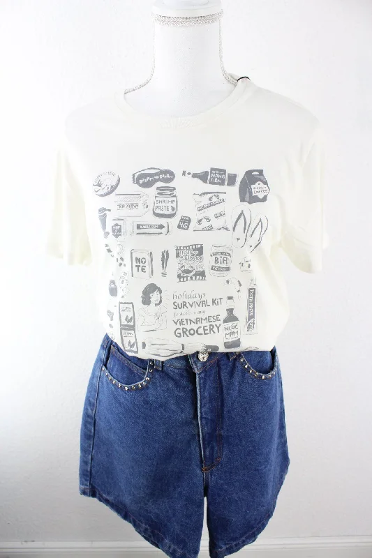 Vintage Vietnamese Grocery T-Shirt (M) Oversized T-Shirt Spandex breathable