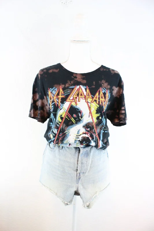Vintage Def Ceppard Batik T-Shirt (S) Polka Dot Checkered Tartan