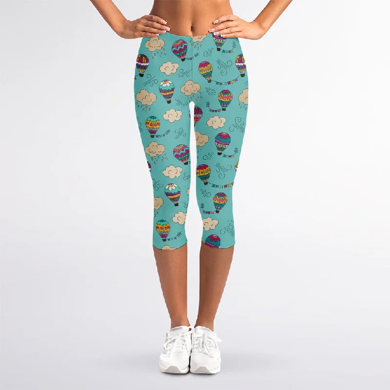 Cartoon Air Balloon Pattern Print Women's Capri Leggings Stylish Colorful Activewear Leggings Cartoon Air Balloon Pattern Print Women's Capri Leggings Stylish Colorful Activewear Leggings