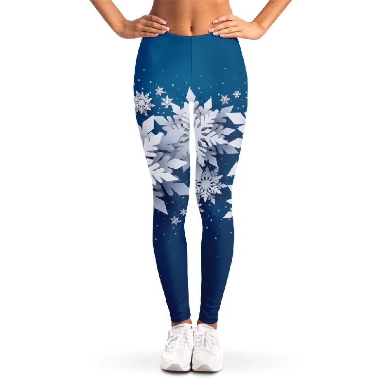 Christmas Snowflake Print Women's Leggings Fashionable Seamless Leggings