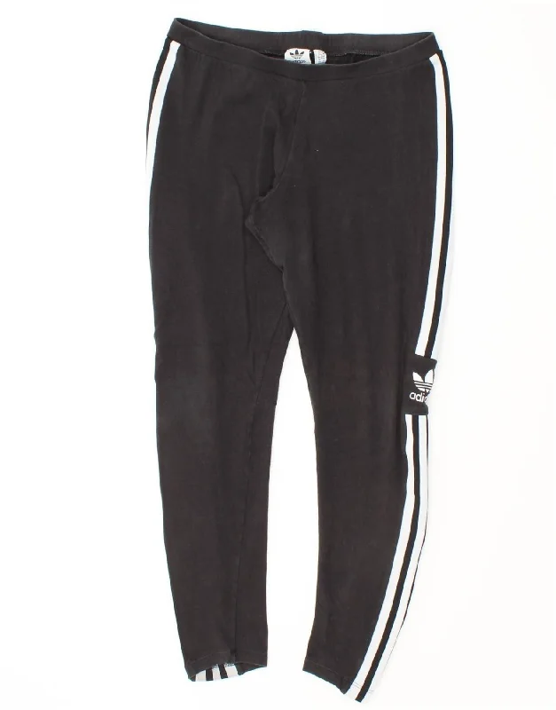 ADIDAS Womens Leggings UK 14 Medium Black Comfortable Workout Fitness Leggings