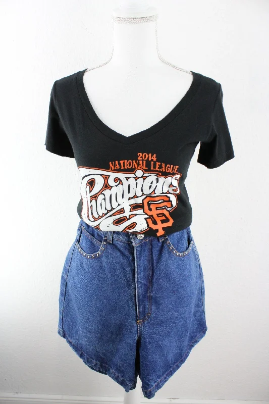 Vintage National League T-Shirt (S) Polka Dot Checkered Tartan