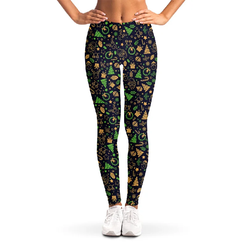 Christmas Party Elements Pattern Print Women's Leggings Comfortable Cold Weather Leggings