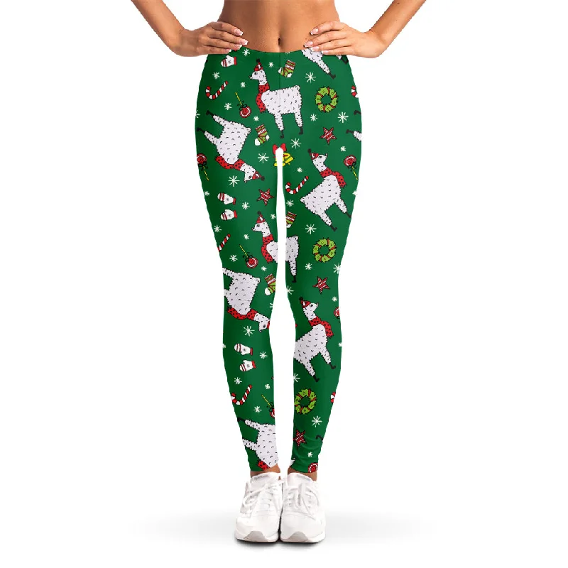Christmas Llama Pattern Print Women's Leggings Comfortable Running Leggings