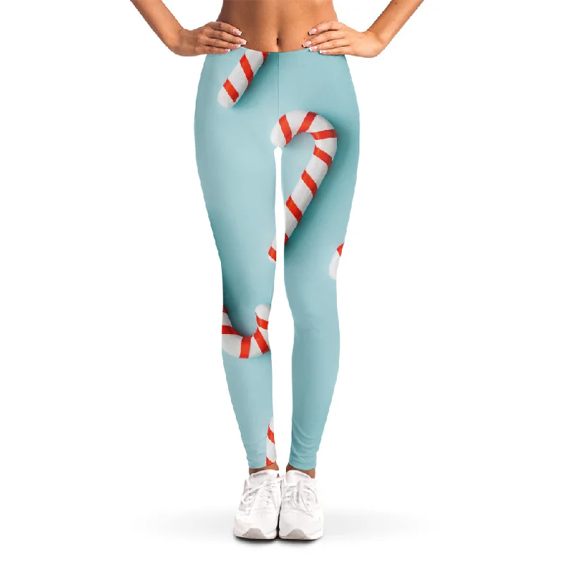 Christmas Candy Candies Pattern Print Women's Leggings Stylish Side-Stripe Leggings