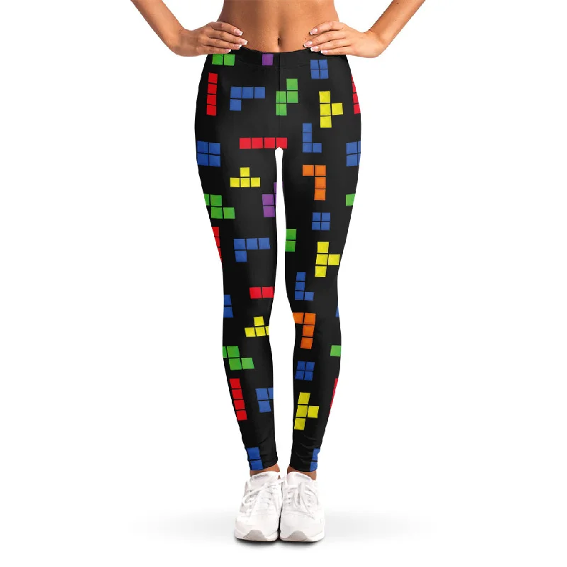 Colorful Block Puzzle Game Pattern Print Women's Leggings Fashionable Quick-Dry Leggings Colorful Block Puzzle Game Pattern Print Women's Leggings Fashionable Quick-Dry Leggings
