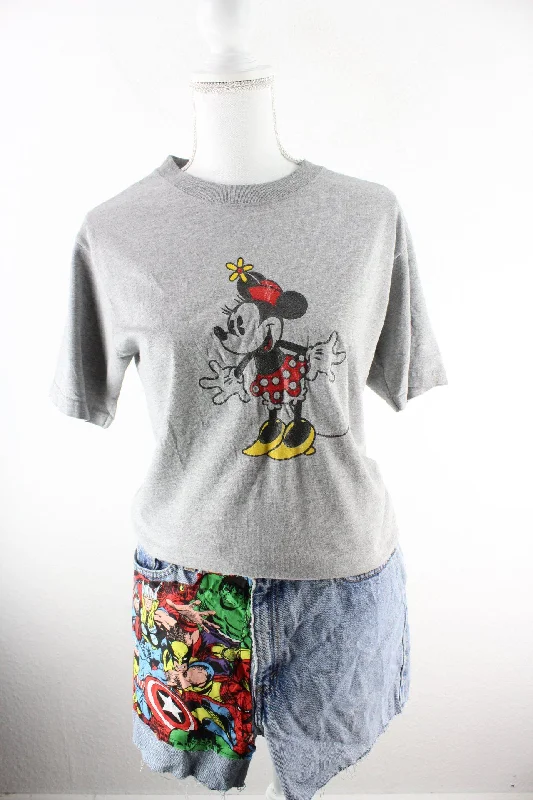 Vintage Minnie Mouse T-Shirt (S) Rayon Velvet Corduroy