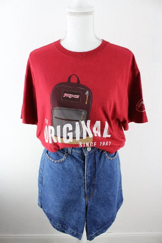 Vintage Red JanSport T-Shirt (M) Iron Safe Non-Iron Wrinkle Free
