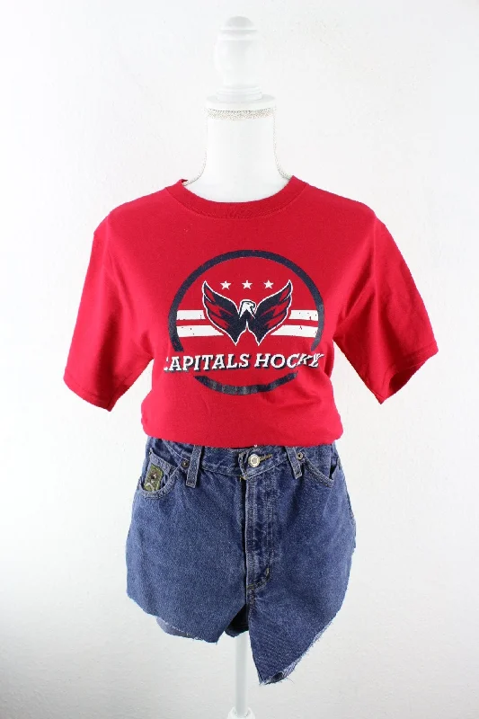 Vintage Capitals Hockey T-Shirt (M) Mesh Blend Leather Blend Suede Blend