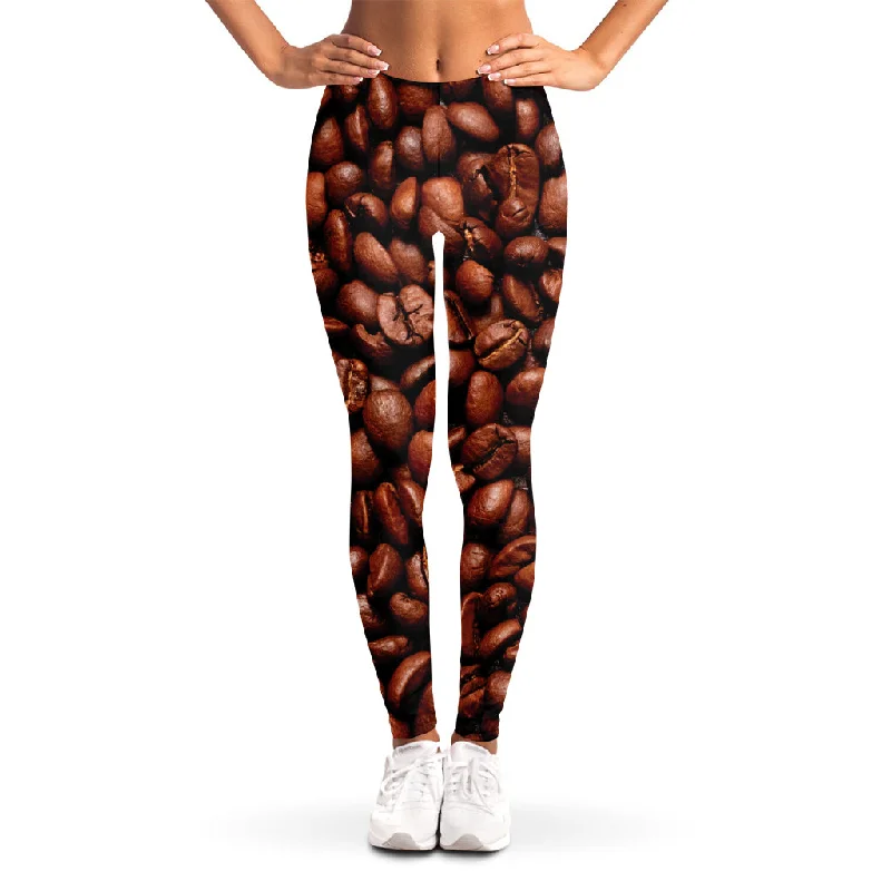 Coffee Beans Print Women's Leggings Comfortable Cold Weather Leggings