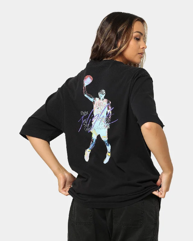 Jordan Flight Heritage '85 Short Sleeve Crewneck T-Shirt Black Hooded Caped Shawl Collar Jordan Flight Heritage '85 Short Sleeve Crewneck T-Shirt Black Hooded Caped Shawl Collar
