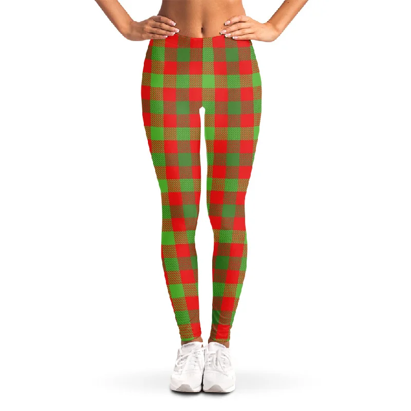 Christmas Buffalo Plaid Print Women's Leggings Stylish Lightweight Leggings