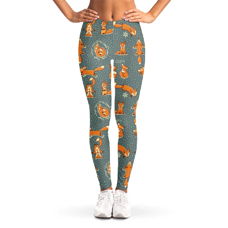 Christmas Fox Pattern Print Women's Leggings Cozy Fashion Leggings
