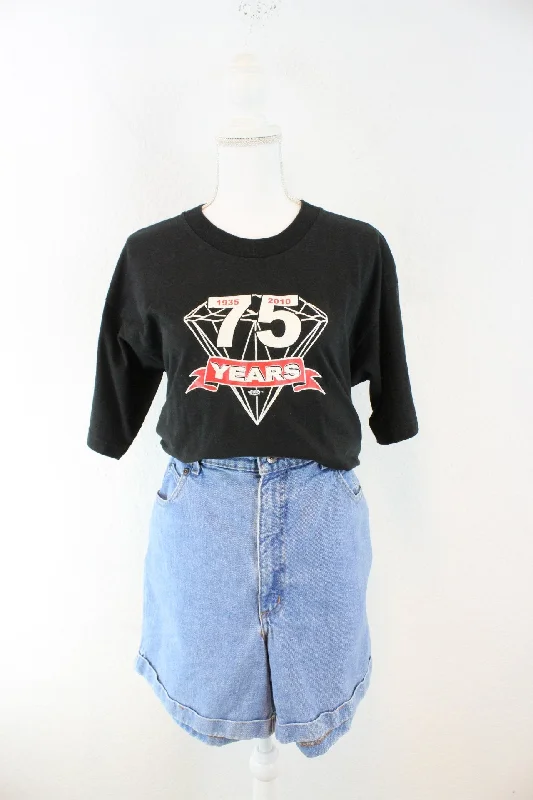 Vintage Black Bayside T-Shirt (L) Ribbed T-Shirt High Neck Heavyweight