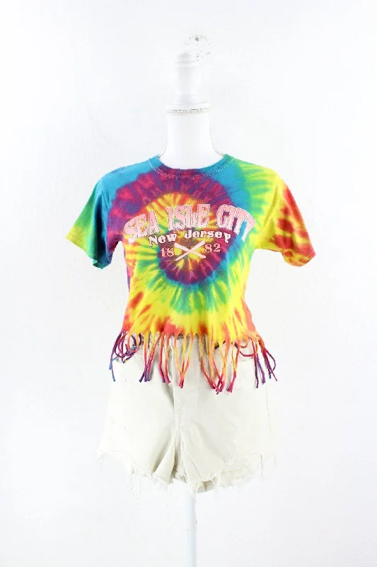 Vintage Sea Isle Batik T-Shirt (S) Nylon Fabric Polyester Fabric Spandex Fabric