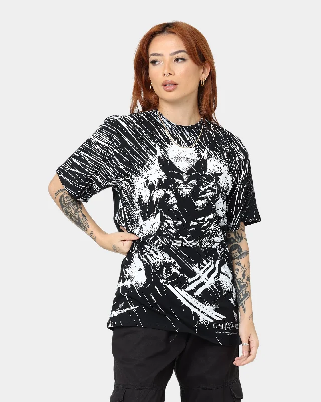 HUF x Marvel Wolverine Rain T-Shirt Black Basic T-Shirt Crew Neck Short Sleeve
