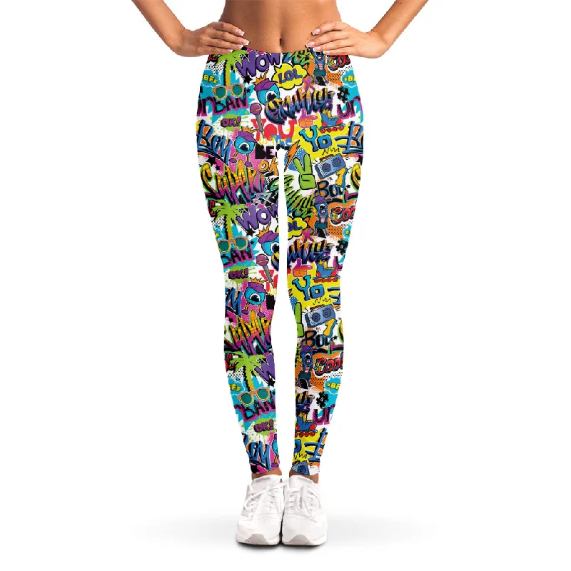 Colorful Graffiti Pattern Print Women's Leggings Cozy Fashion Leggings