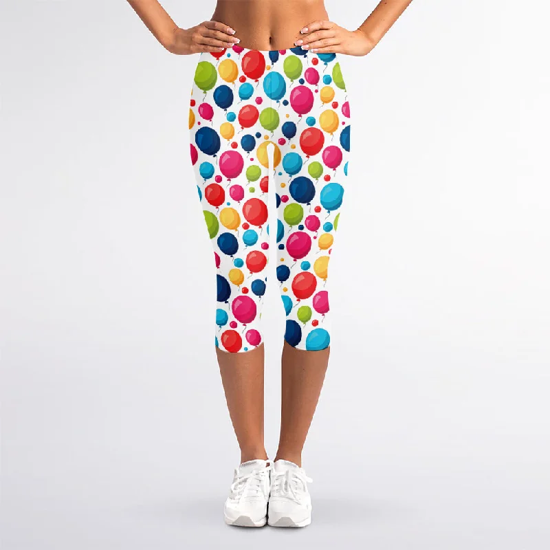 Cartoon Balloon Pattern Print Women's Capri Leggings Trendy Seamless Sports Leggings Cartoon Balloon Pattern Print Women's Capri Leggings Trendy Seamless Sports Leggings