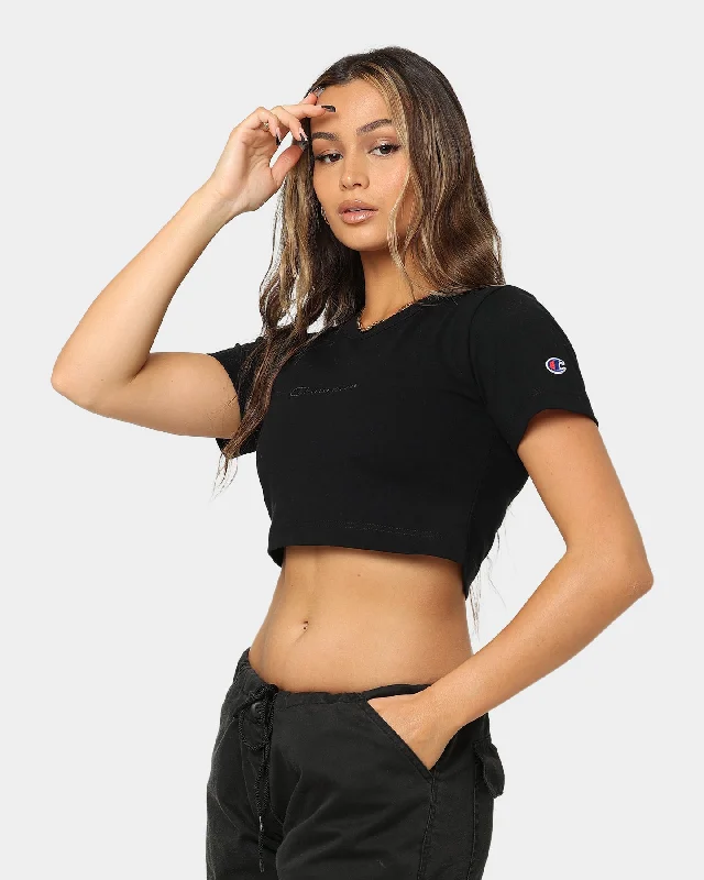 Champion Women's Heritage Nineties T-Shirt Black Notch Collar Peter Pan Collar Cowl Neck Champion Women's Heritage Nineties T-Shirt Black Notch Collar Peter Pan Collar Cowl Neck