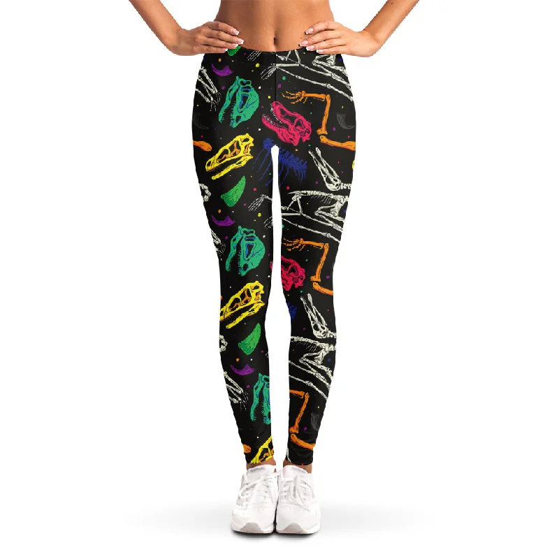 Colorful Dinosaur Fossil Pattern Print Women's Leggings Stylish Lightweight Leggings Colorful Dinosaur Fossil Pattern Print Women's Leggings Stylish Lightweight Leggings