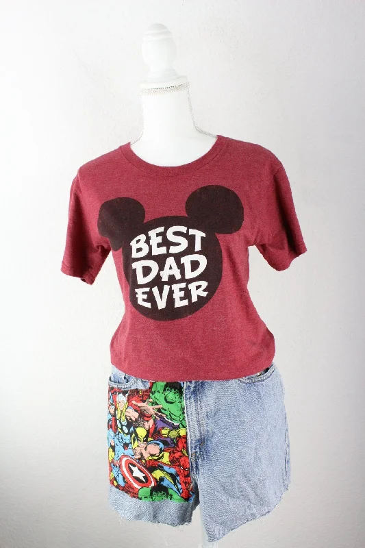 Vintage Disney Best Dad Eer T-Shirt (S) Mesh Canvas Denim