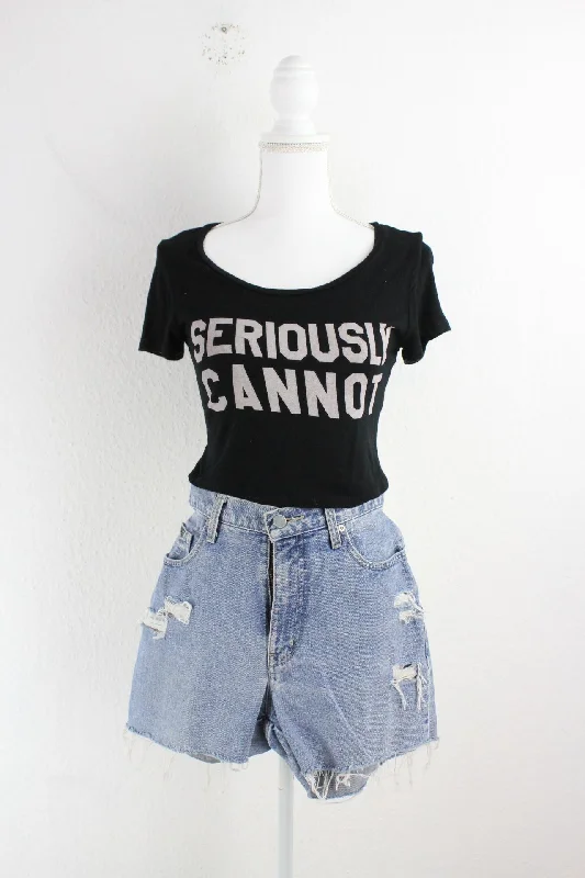 Vintage Seriously Cannot T-Shirt (M) Embroidered Appliqued Beaded