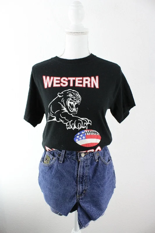 Vintage Western Panthers T-Shirt (S) Chenille Fabric Brocade Fabric Lace Fabric