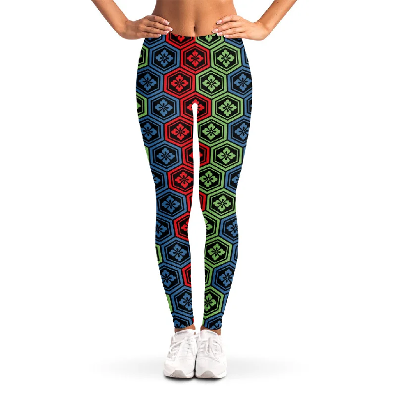 Colorful Japanese Flower Pattern Print Women's Leggings Cozy Workout Performance Leggings Colorful Japanese Flower Pattern Print Women's Leggings Cozy Workout Performance Leggings