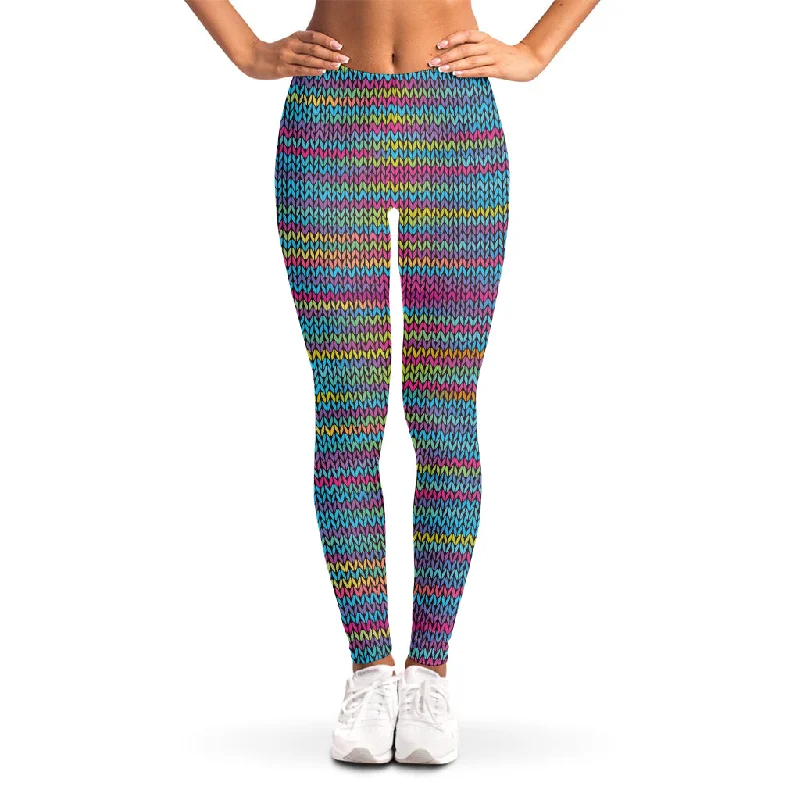 Colorful Knitted Pattern Print Women's Leggings Fashionable Quick-Dry Leggings