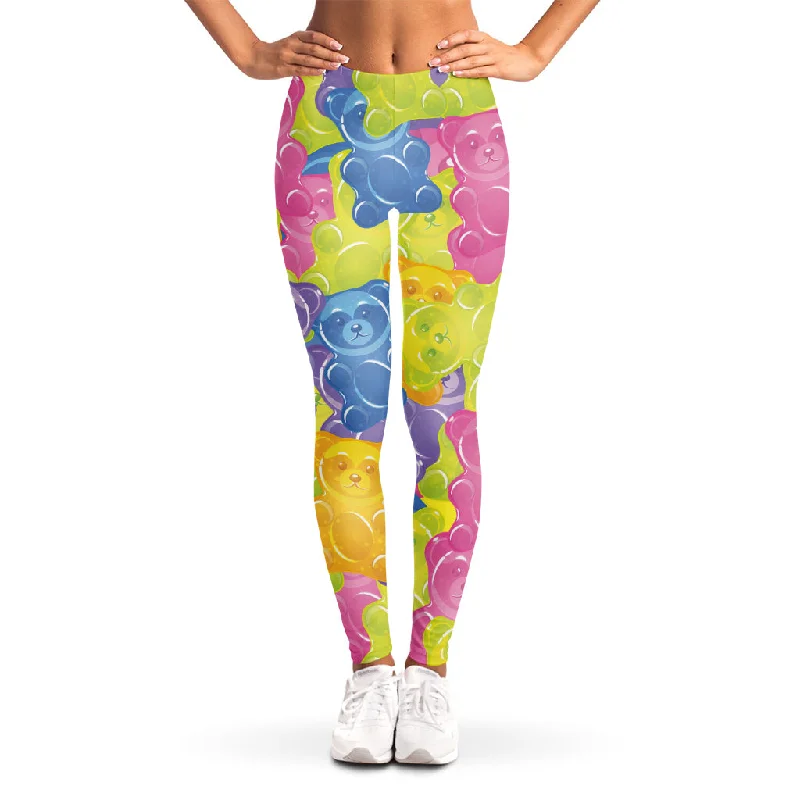 Colorful Gummy Bear Print Women's Leggings Comfortable Tummy Shaping Leggings