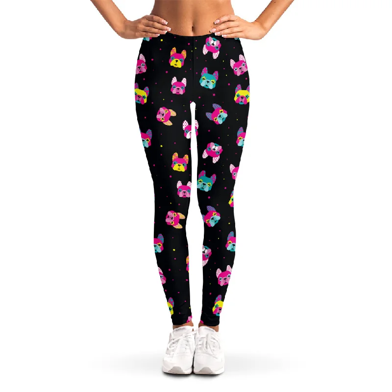 Colorful French Bulldog Print Women's Leggings Stylish Stretch Pants Leggings