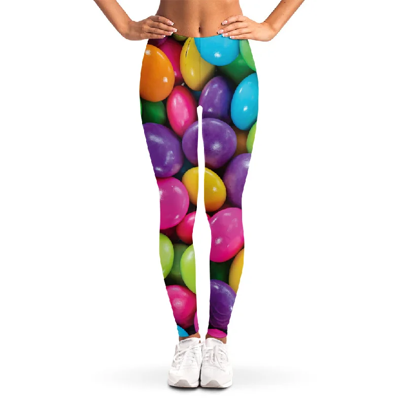 Colorful Chocolate Candy Print Women's Leggings Stylish Stretch-Waist Leggings