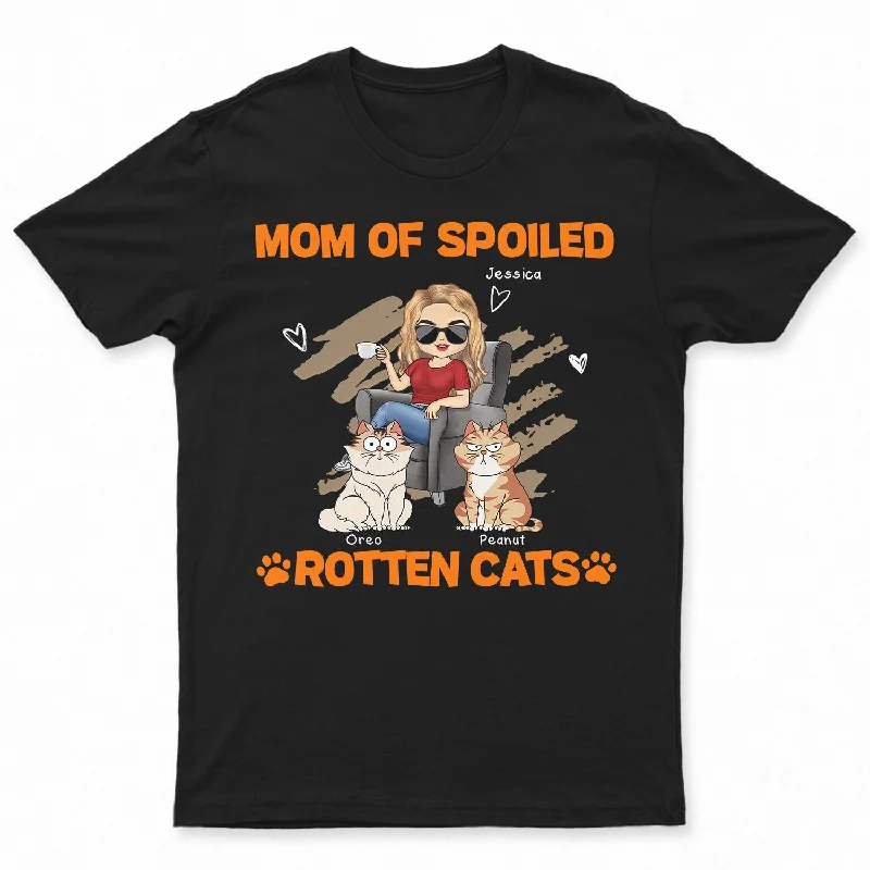 Mom Of Spoiled Rotten Cats - Birthday, Loving Gift For Cat Mom, Cat Lovers - Personalized T Shirt Seamless Knitted Crochet