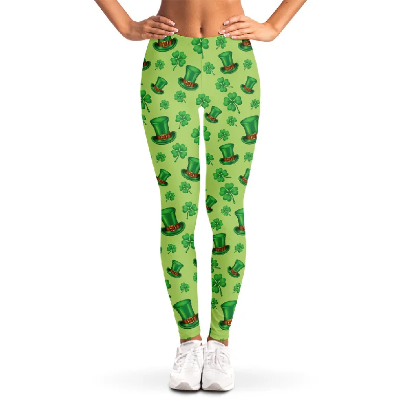 Clover And Hat St. Patrick's Day Print Women's Leggings Comfortable Tummy Shaping Leggings Clover And Hat St. Patrick's Day Print Women's Leggings Comfortable Tummy Shaping Leggings